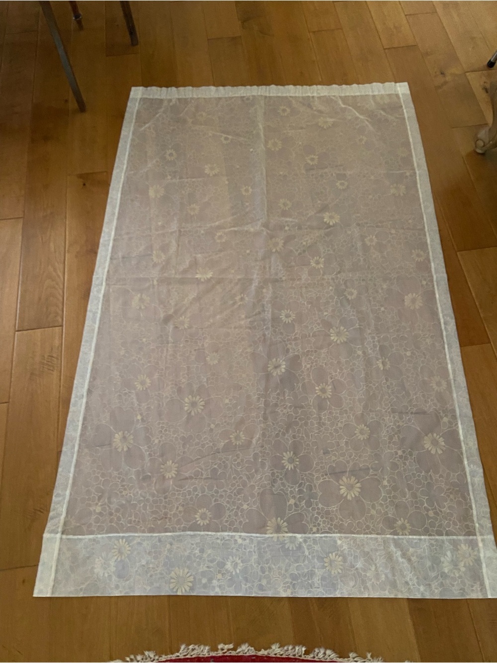 Vintage Sheer Crean Floral Embroidered Curtain Panels